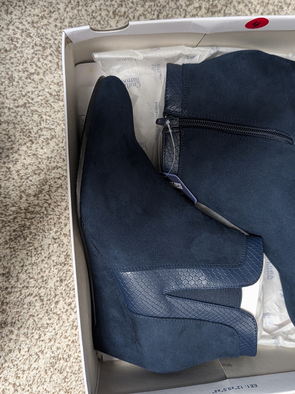 Croft & Barrow Ocelot Navy Wedge Ankle Boots Size 10 NWT - Picture 2 of 8